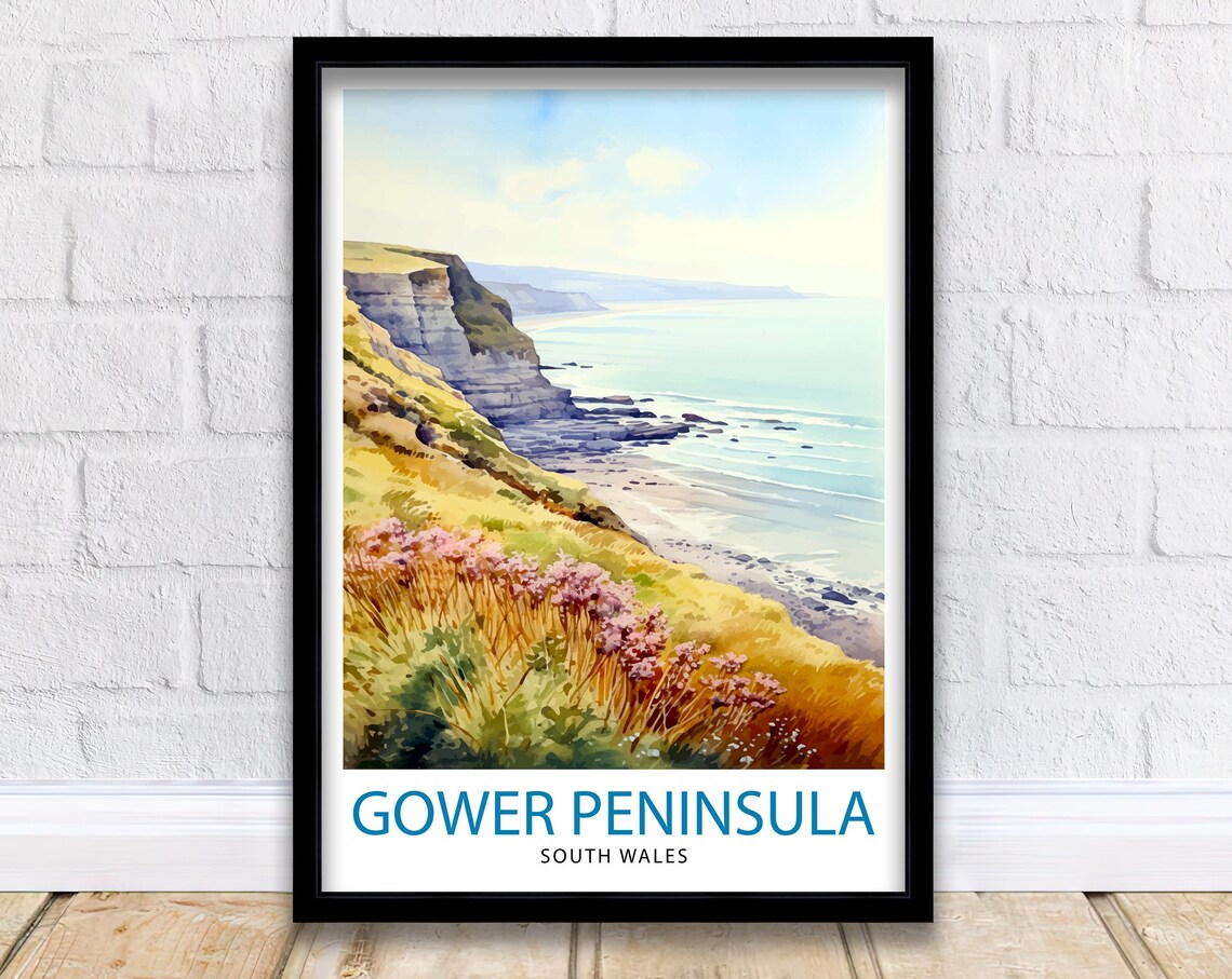 Gower Peninsula South Wales Sea Cliffs Wildflower Coast Poster