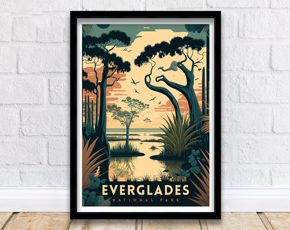 Everglades Travel Poster, National Park Print