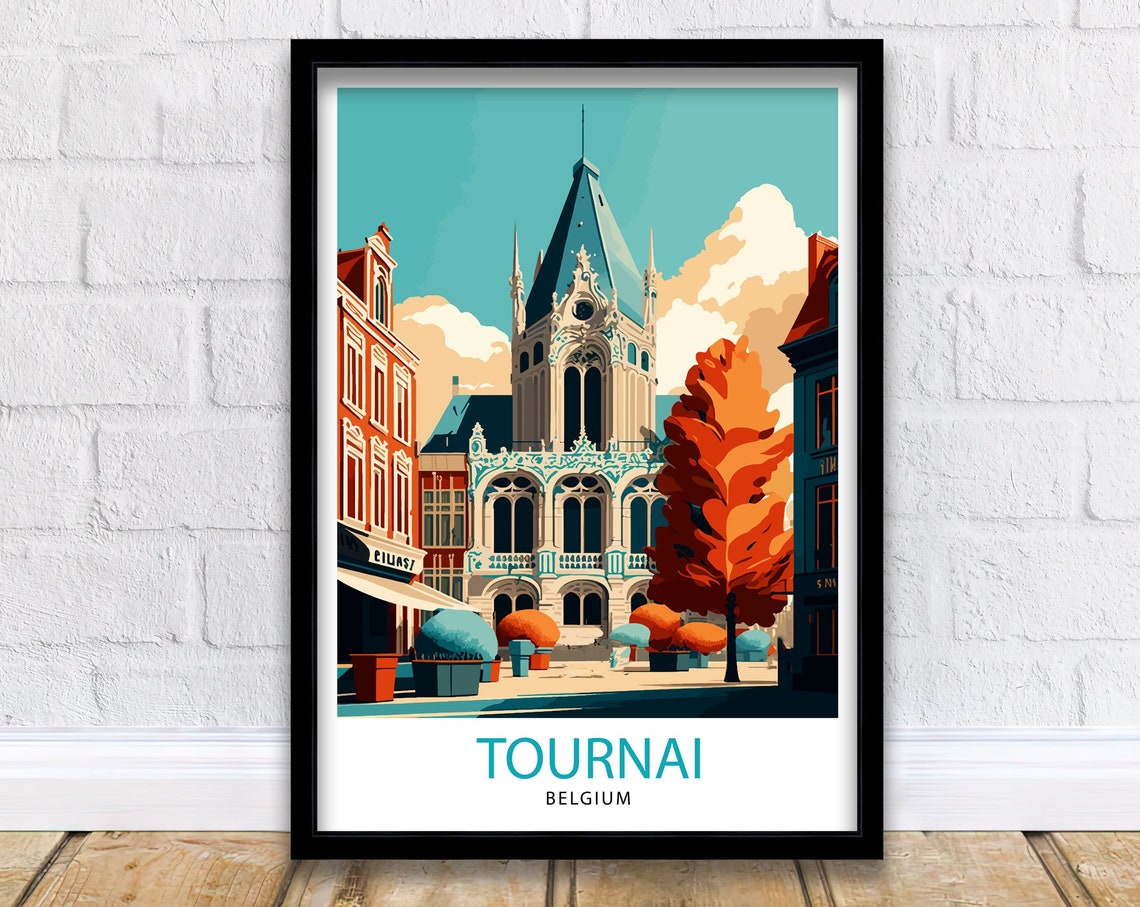 Tournai Belgium Travel Print Tournai Wall Decor Tournai Home Living Decor Tournai Illustration Travel Poster Gift For Tournai Belgium Home