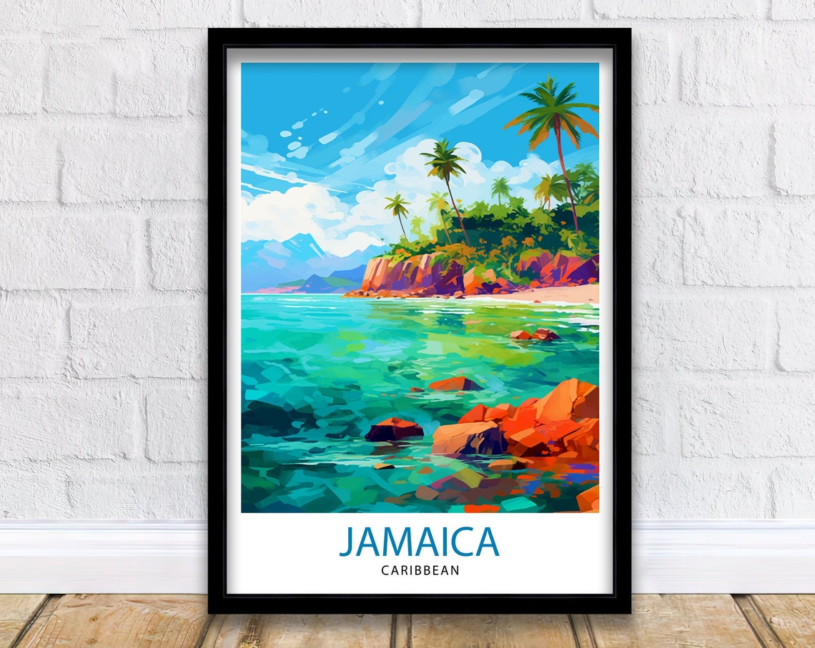 Jamaica Travel Print Jamaica Wall Art Jamaica Poster Jamaica Home Decor Jamaica Illustration Travel Poster Jamaica Gift Jamaica Wall