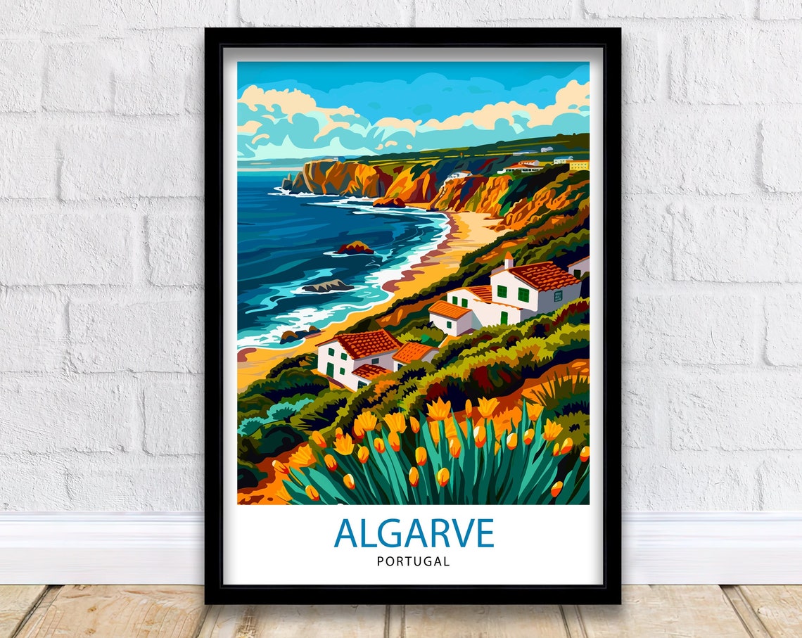 Algarve Portugal Travel Print Algarve Wall Decor Algarve Poster Portugal Travel Prints Algarve Art Print Algarve Illustration Algarve Wall