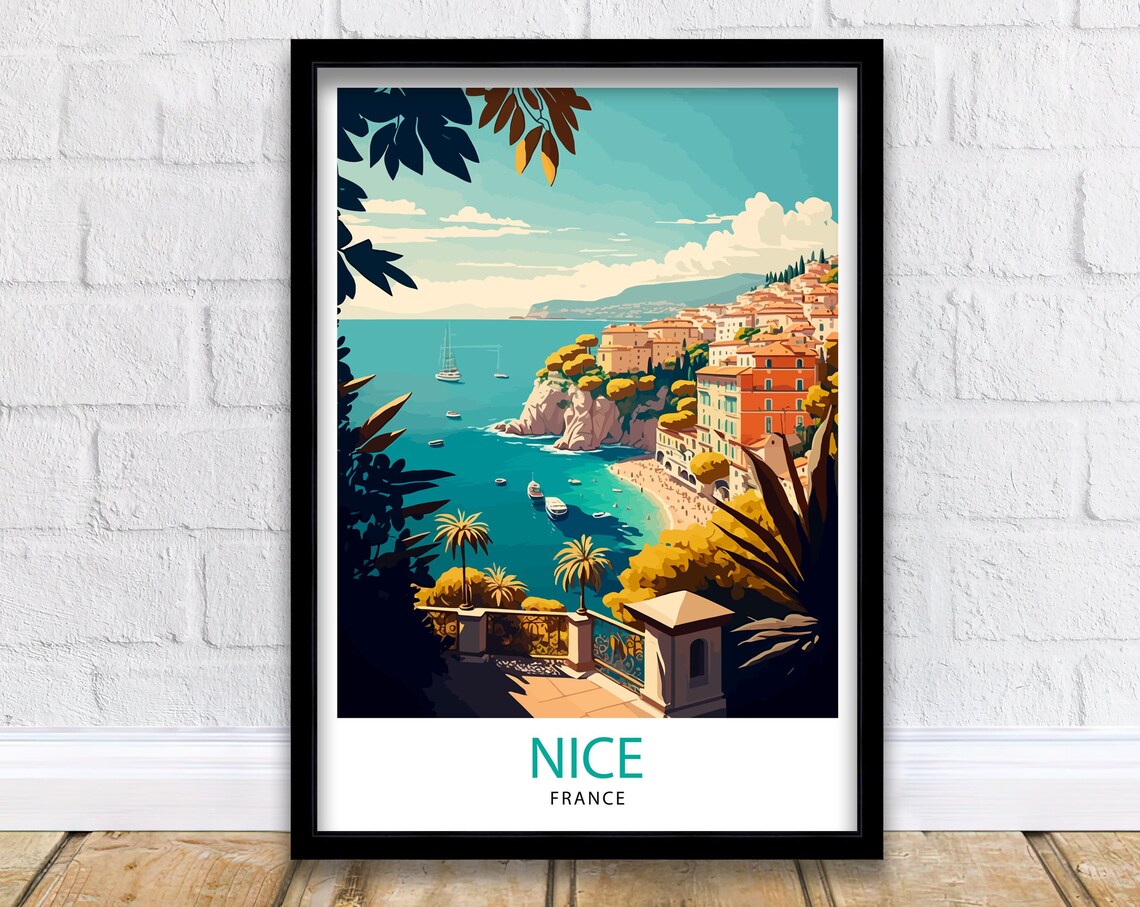 Nice France Travel Poster, French Riviera Decor