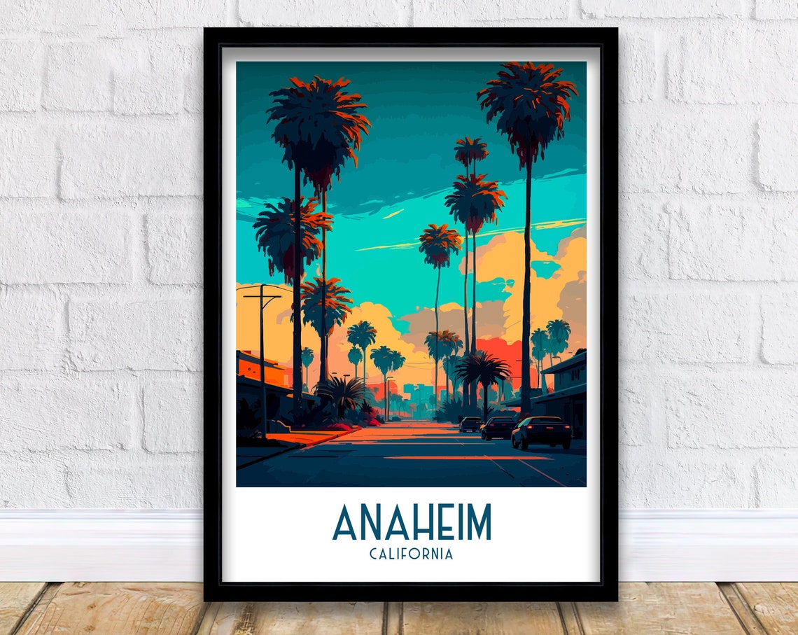 Anaheim California Travel Print Anaheim Wall Decor Anaheim Home Living Decor Anaheim Illustration Travel Poster Gift For Anaheim California