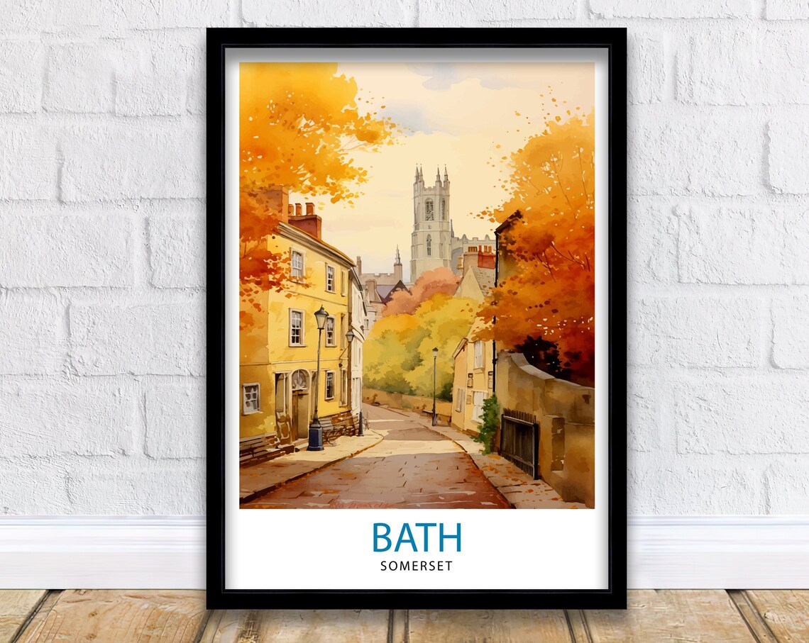 Bath Somerset Travel Poster, England Home Decor