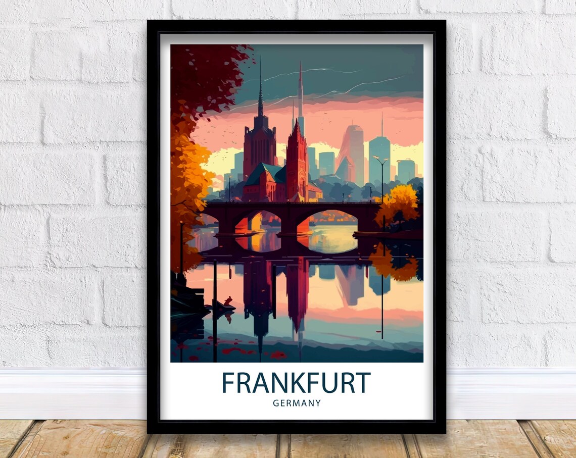 Frankfurt Germany Travel Poster, Europe Wall Art