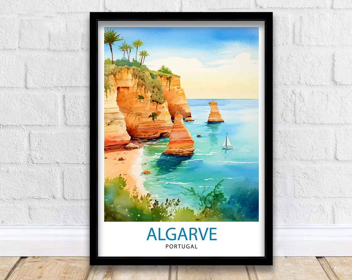 Algarve Portugal Travel Print Algarve Wall Decor Algarve Poster Portugal Travel Prints Algarve Art Print Algarve Illustration Algarve Wall