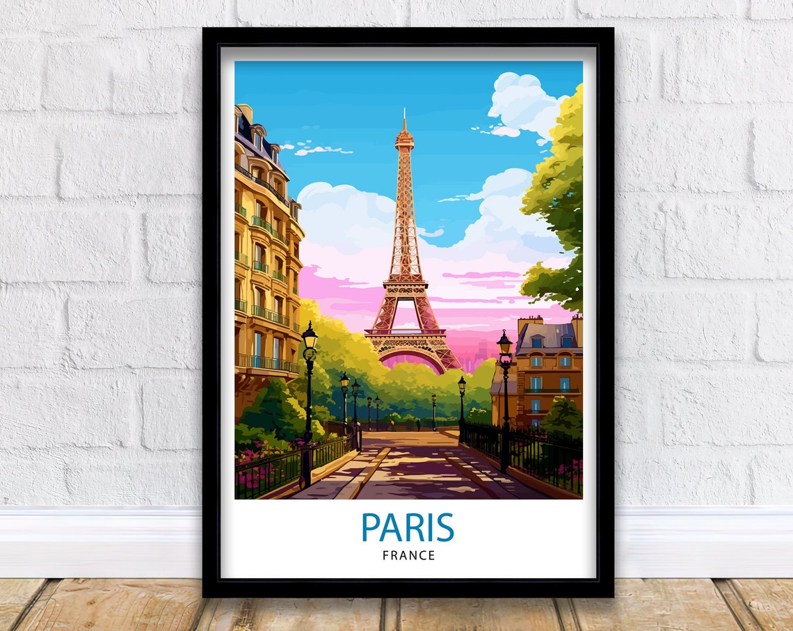 Paris France Travel Print Paris Wall Art Eiffel Tower Art France Travel Poster Paris Home Decor French Illustration Parisian Art Print