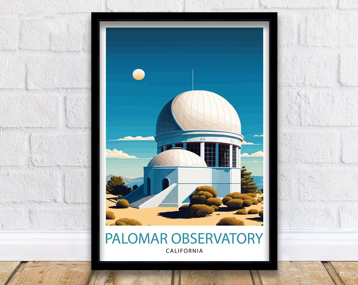 Palomar Observatory California Dome Astronomy Illustration Poster