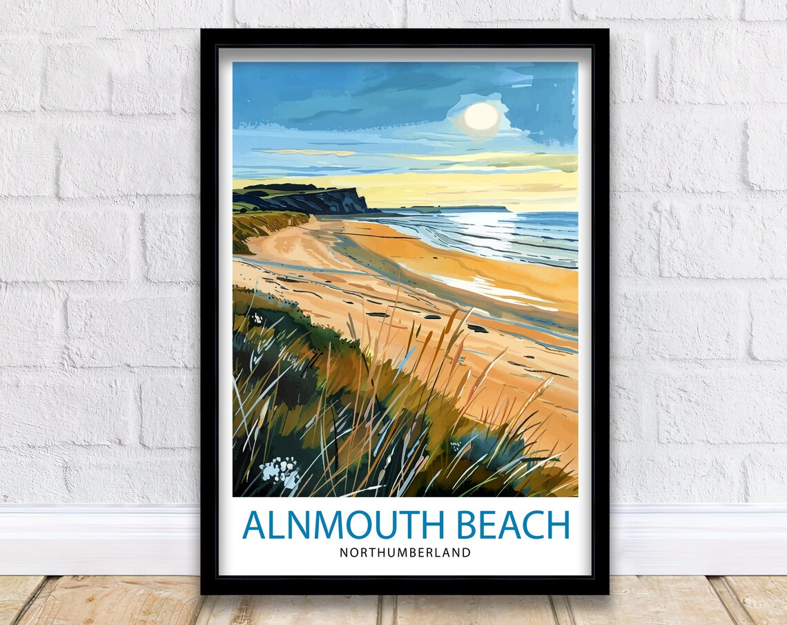 Alnmouth Beach Northumberland Golden Hour Coastal Travel Poster