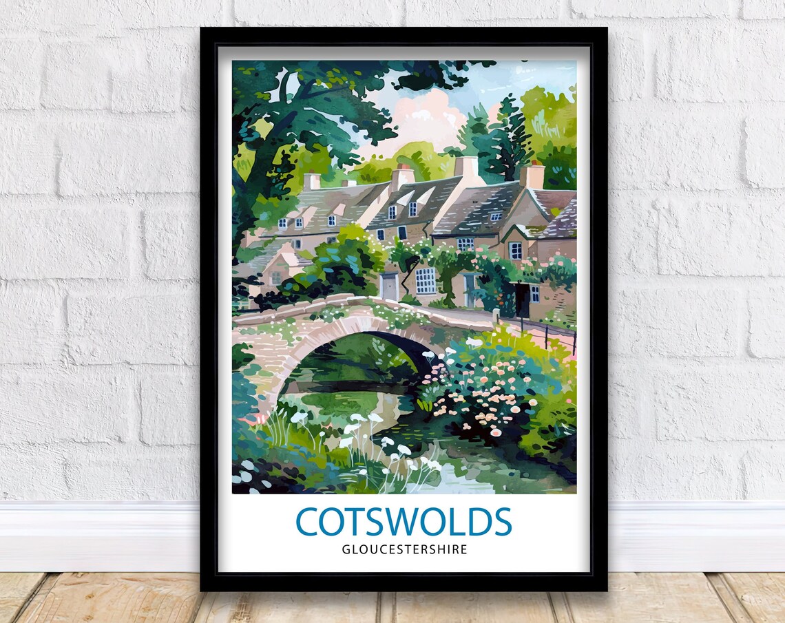 Cotswolds Travel Poster, Home Decor Illustration