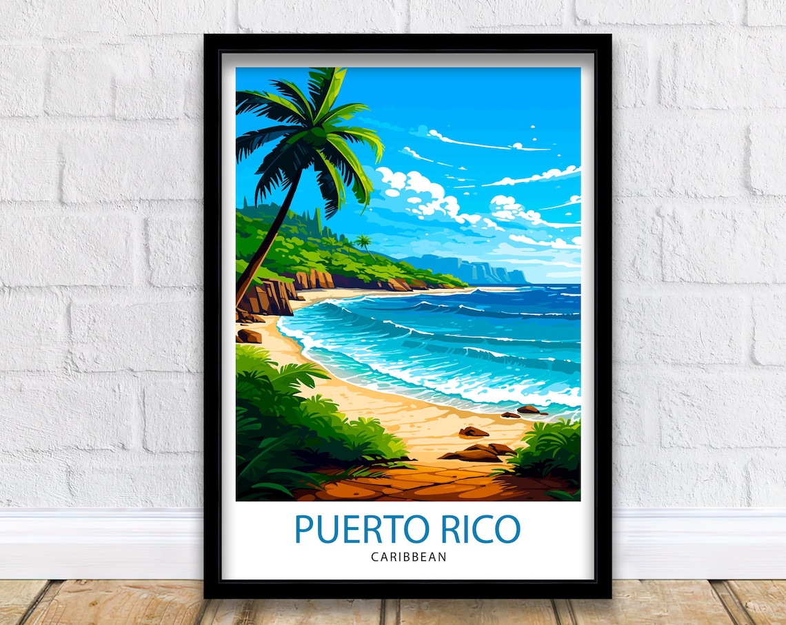Puerto Rico Travel Poster, Latin America Wall Decor
