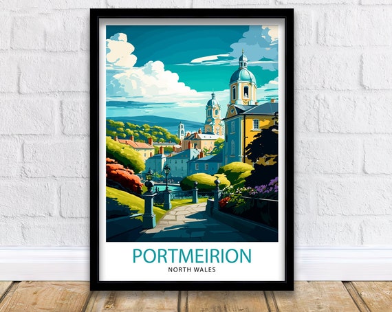Portmeirion Wales Travel Poster, Home Decor