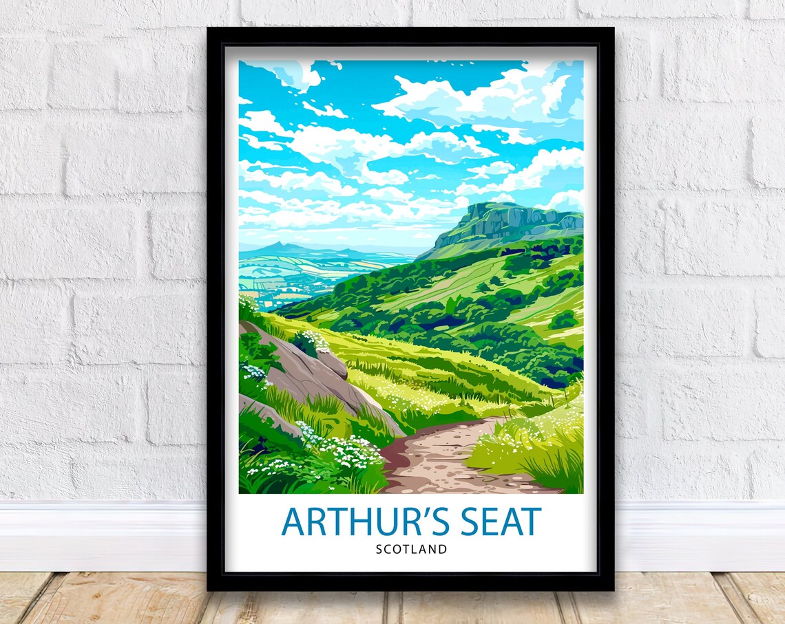 Arthur's Seat Scotland Travel Poster, Edinburgh Landmark