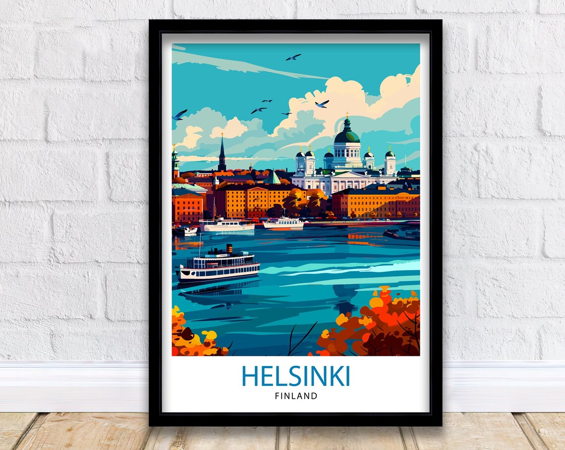 Helsinki Finland Travel Poster, European Wall Decor