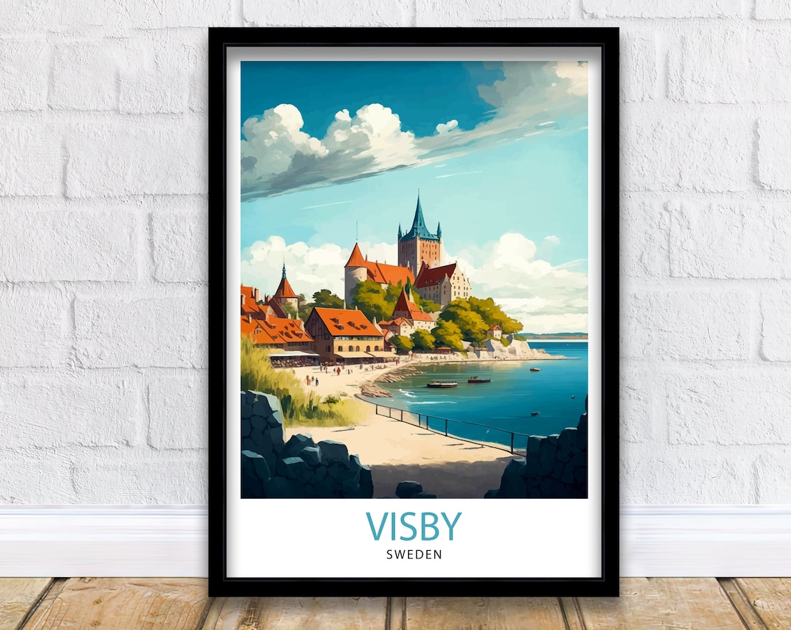 Visby Sweden Travel Print Visby Wall Art Visby Home Decor Visby Cityscape Illustration Visby Poster Visby Travel Souvenir Sweden Travel