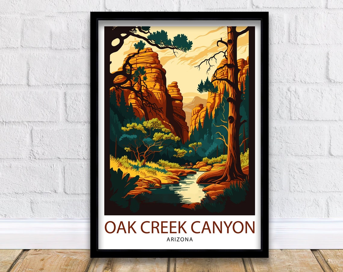 Oak Creek Arizona Travel Print Oak Creek Wall Decor Oak Creek Poster Arizona Travel Prints Oak Creek Art Print Oak Creek Illustration Oak