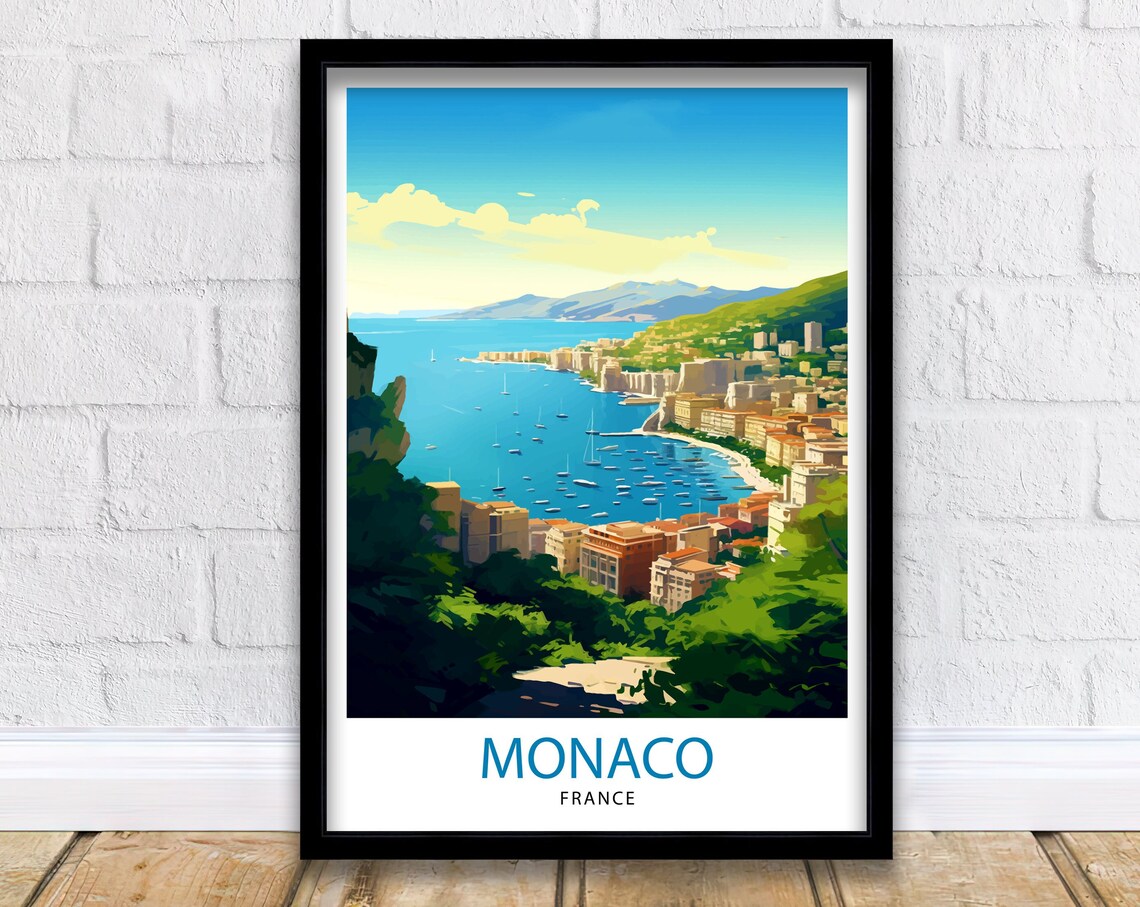 Monaco Harbor Yachts Riviera Hillside Sparkling Bay View Poster