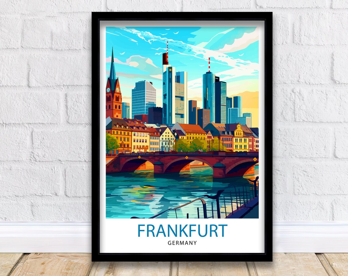 Frankfurt Germany Travel Print Frankfurt Wall Decor Frankfurt Home Living Decor Frankfurt Illustration Travel Poster Germany Travel Print
