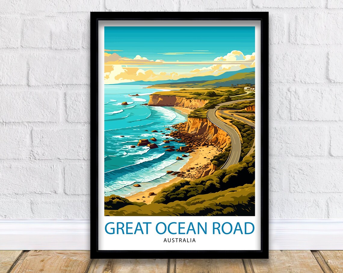 Great Ocean Road Travel Poster, Australia Coastal Scene