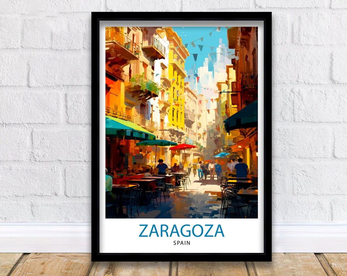 Zaragoza Spain Travel Poster, Europe Wall Decor