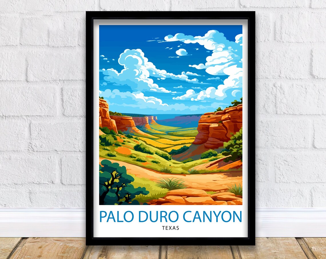 Palo Duro Canyon Texas Sunlit Red Cliffs Vintage Travel Poster