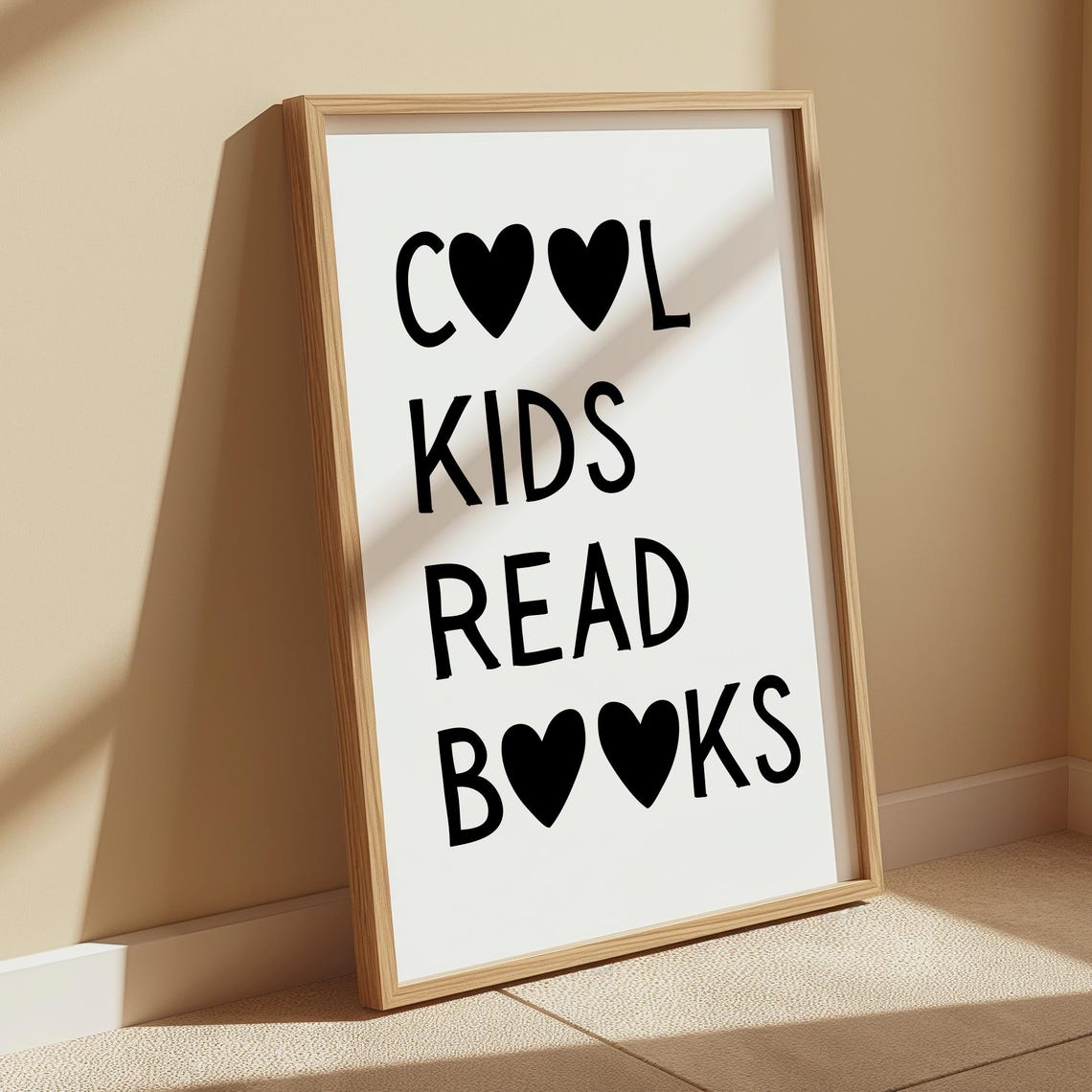 Cool Kids Read Books Heart Typography Kids Room Playroom Poster
