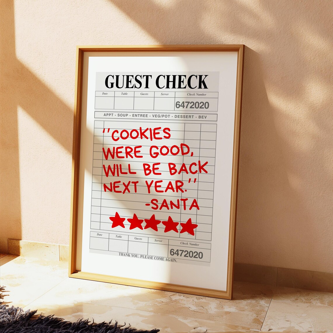 Santa Guest Check Cookies Five Star Review Funny Christmas Poster - Image 2