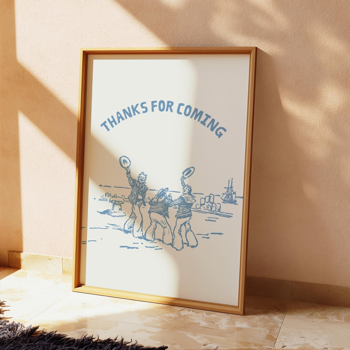 Thanks For Coming Sailors Waving Blue Nautical Coastal Art Poster - Image 2