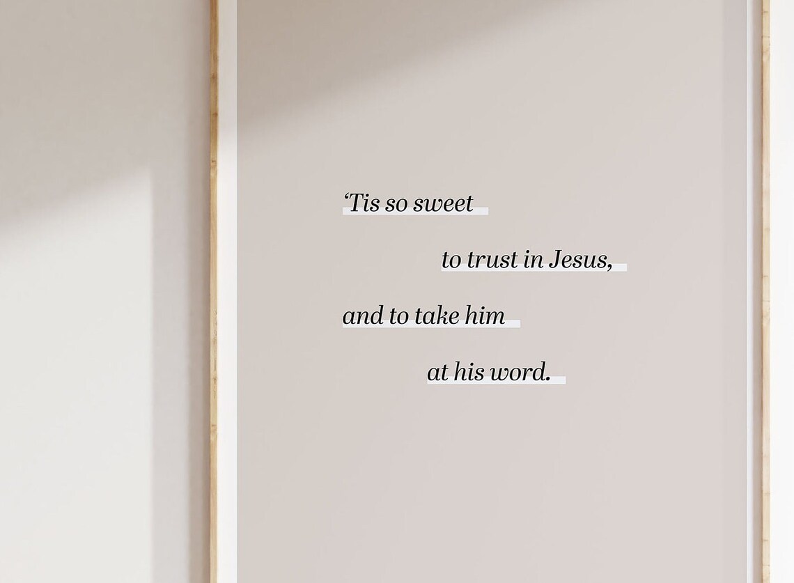 Tis So Sweet To Trust In Jesus Hymn Lyric Minimalist Christian Wall Art - Image 6