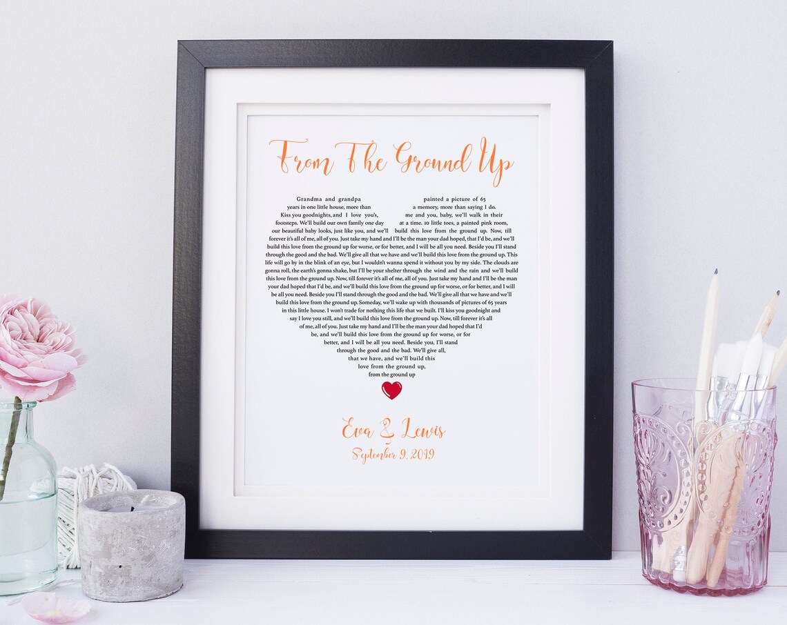 From The Ground Up Dan And Shay Guitar Shaped Song Lyrics Poster