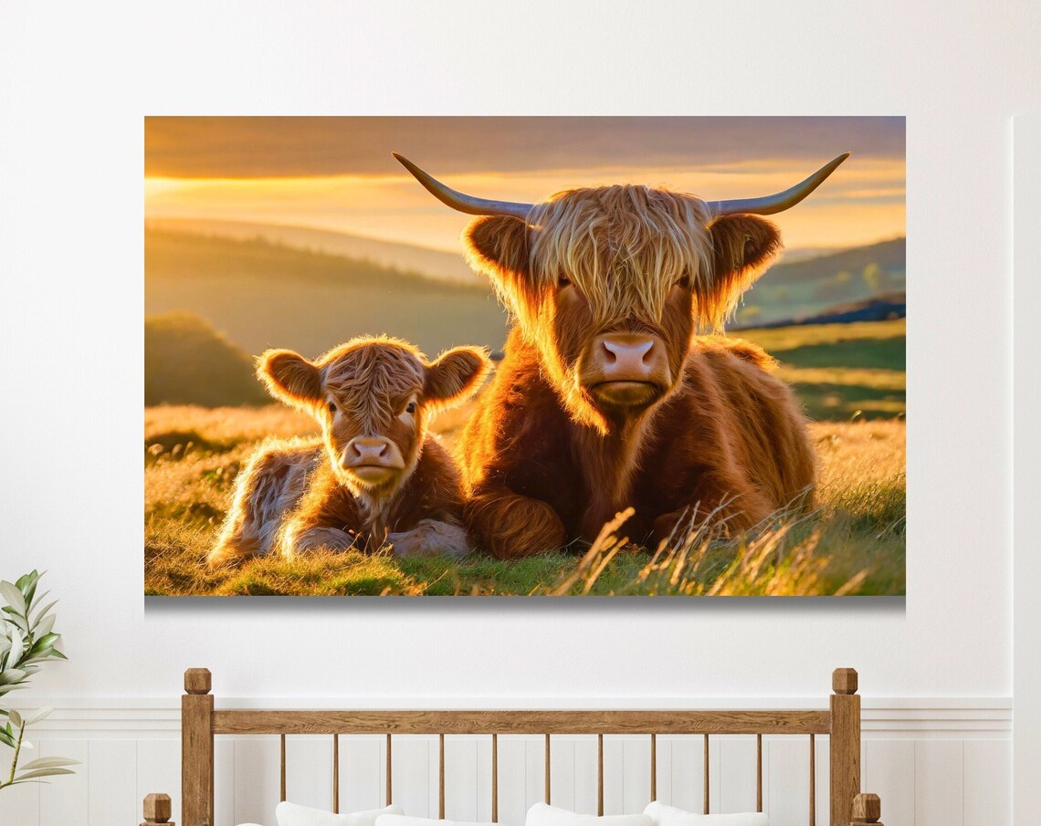 Highland Cow Wall Art Print, Farmhouse Wall Decor