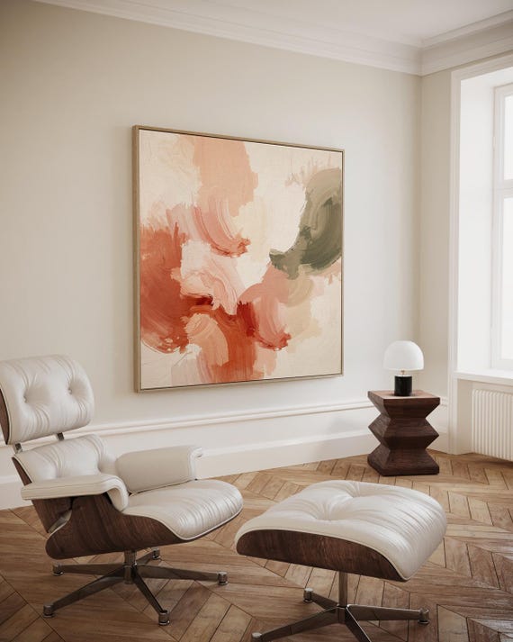 Calm Cloud Detail In Beige And Blush With Serene Brush Texture Artwork Wall Art