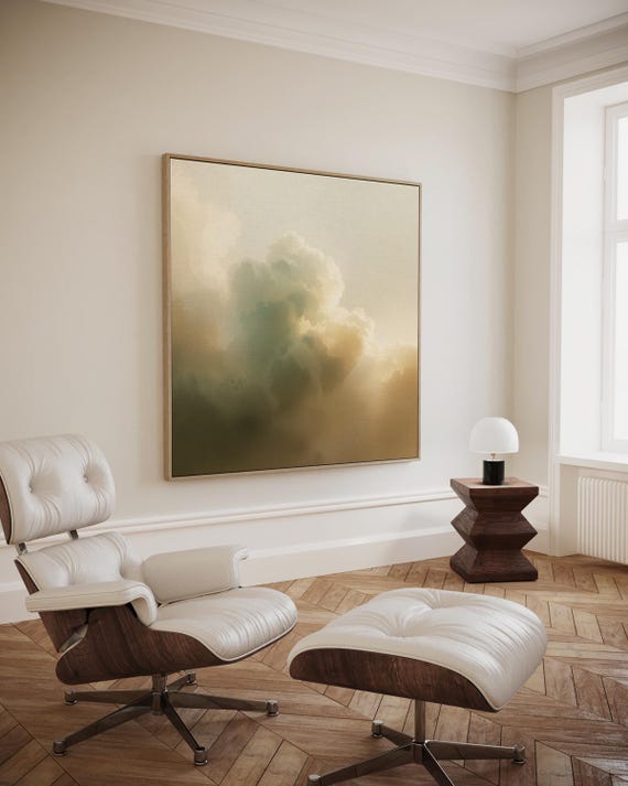 Cloud Mass In Warm Light Tones With Soft Glow Artwork Wall Art