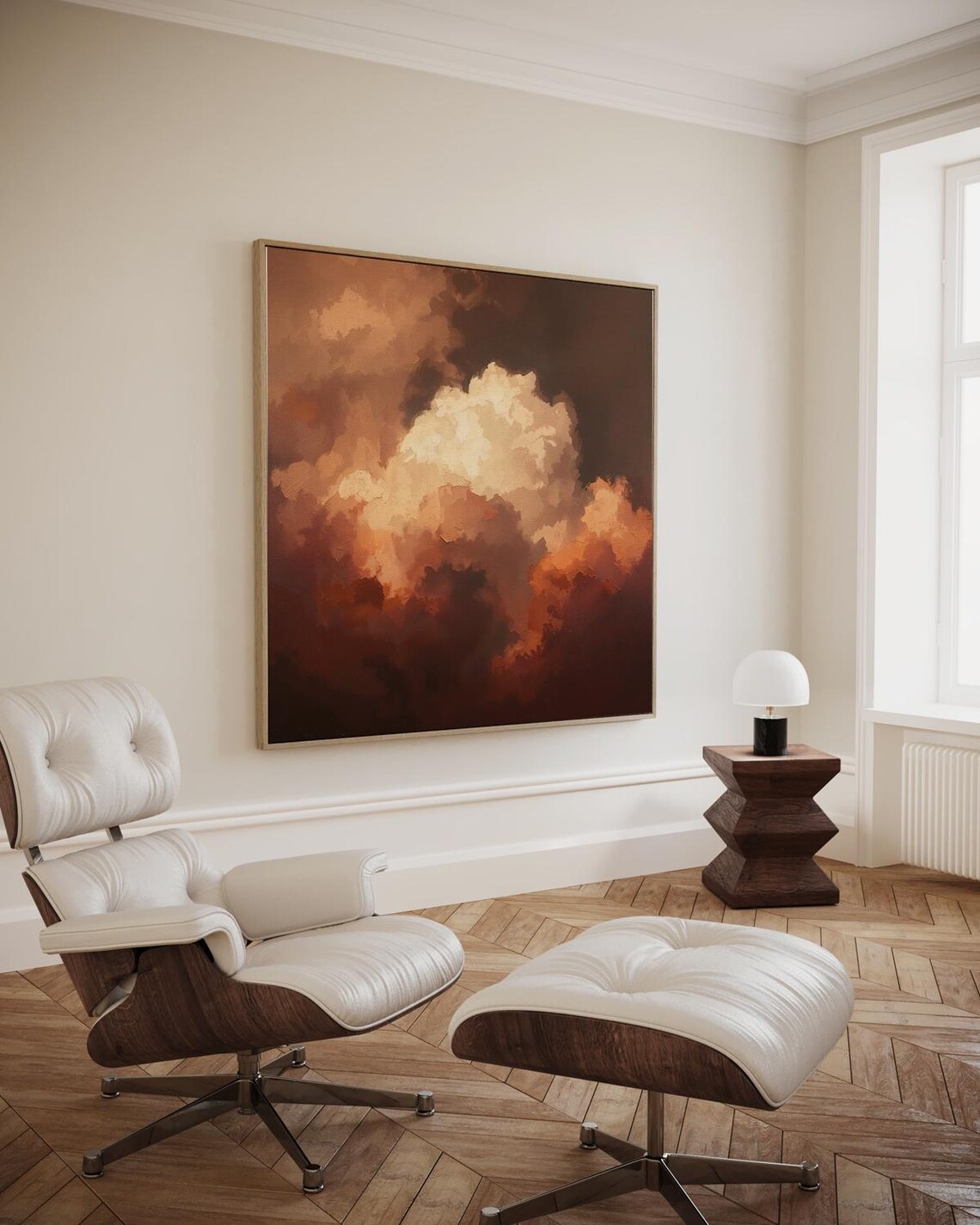 Abstract Cloud Formation In Warm Reddish Brown Tones On A Dark Background Artwork Wall Art