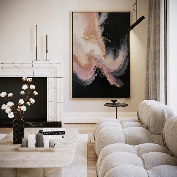 Abstract Waves Of Pink Light Artwork Wall Art