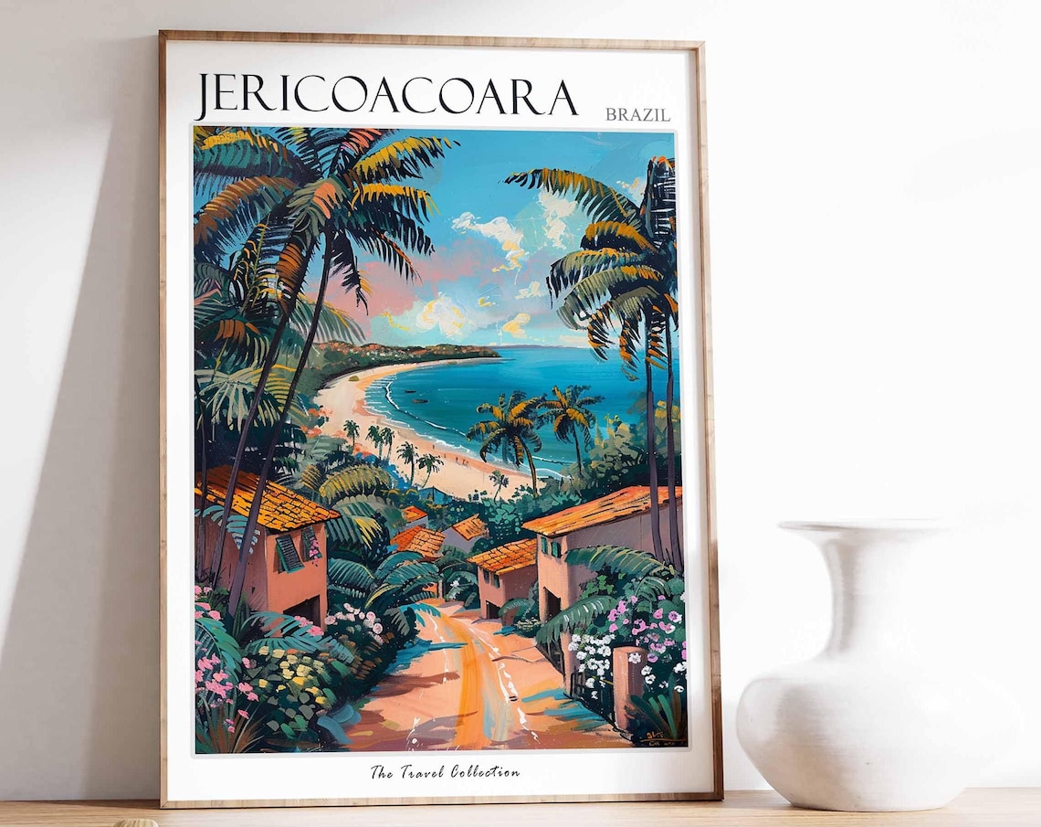 Jericoacoara Brazil Tropical Beach Palms Village Path Travel Poster