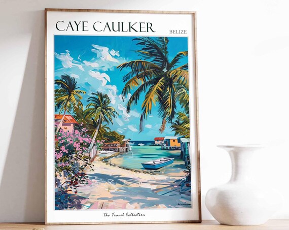 Caye Caulker Travel Poster, Belize Island Art Print