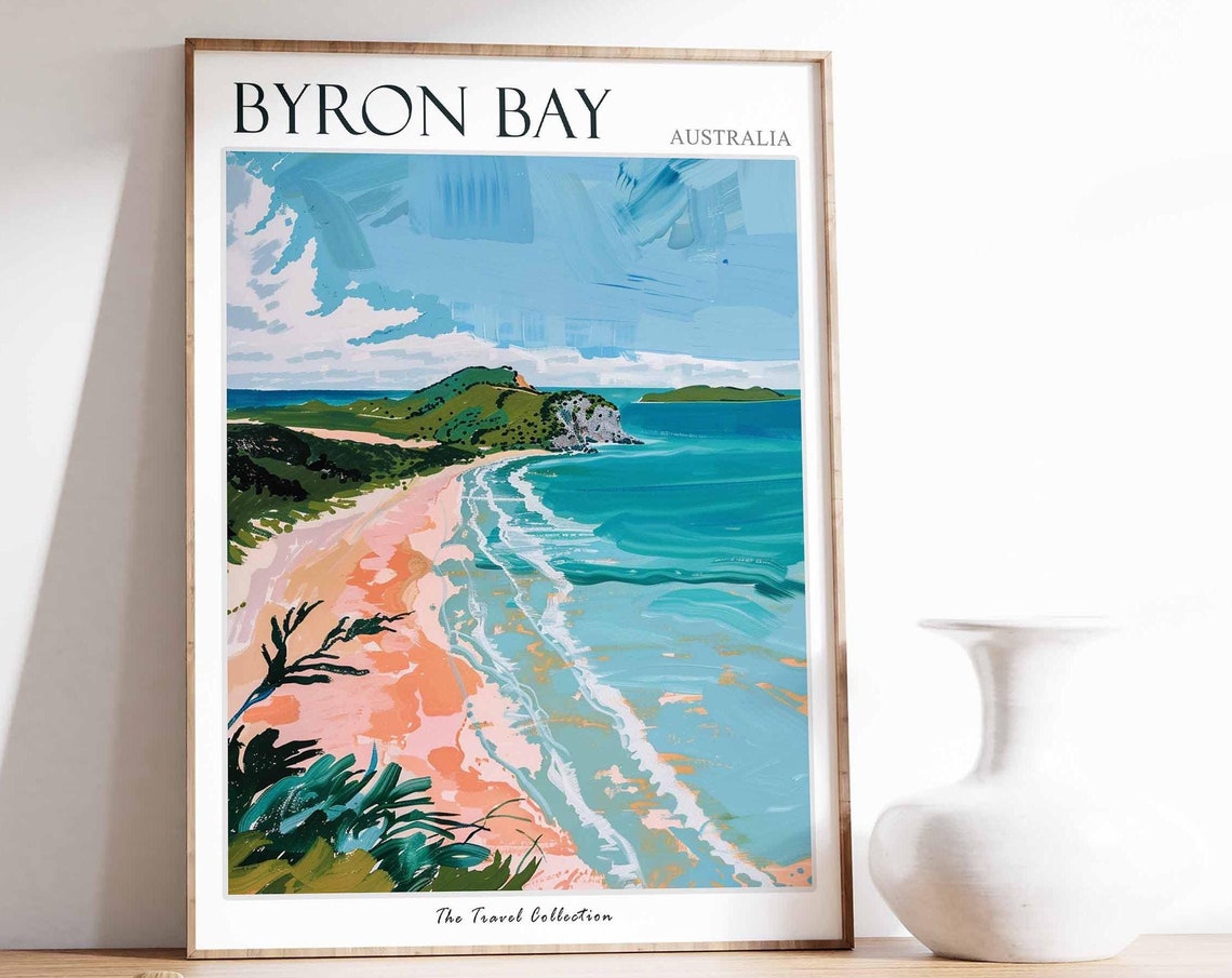 Byron Bay Poster Australia Travel Print Australian Decor Oceania Travel Poster Byron Bay Wall Art Sea Print Byron Bay Travel Poster