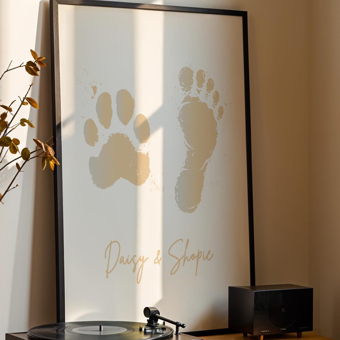 Personalized Dog Paw Human Footprint Keepsake Gift Love Poster