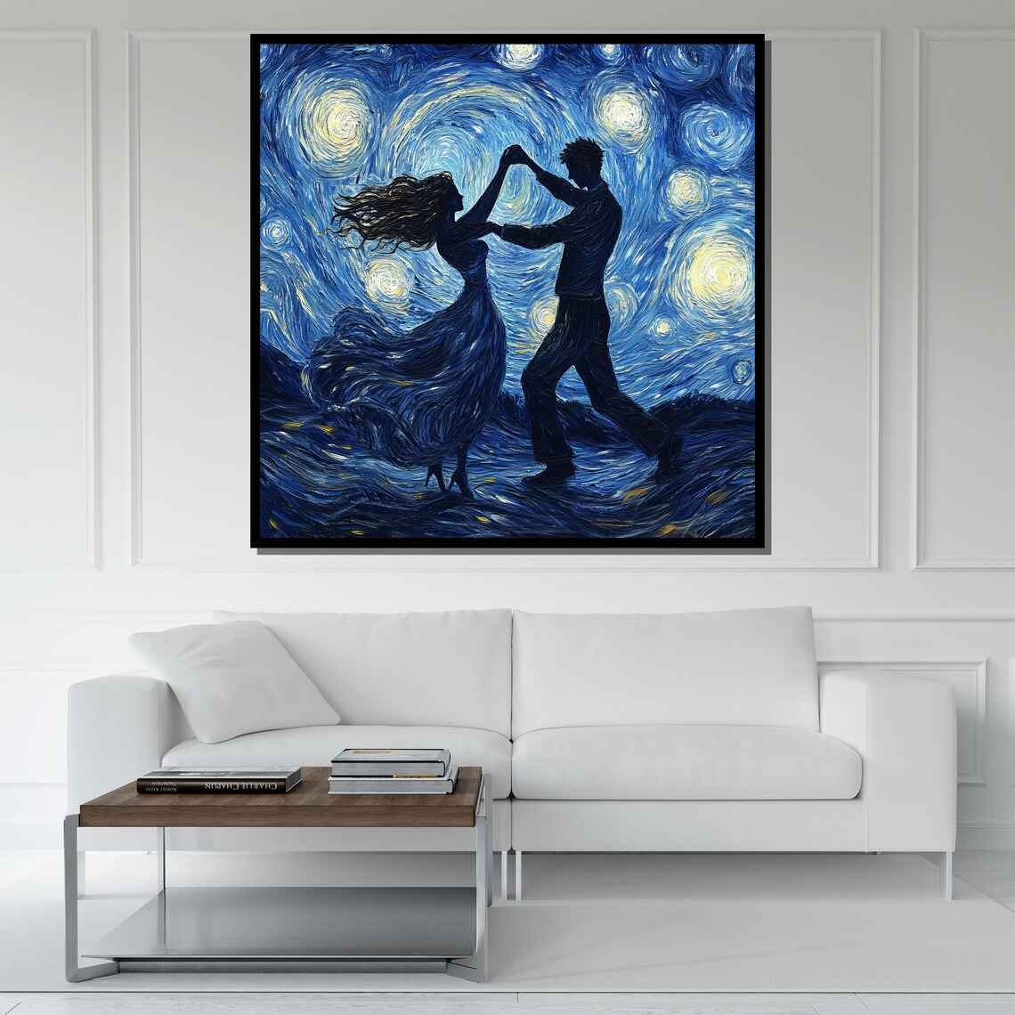 Starry Night Dancing Couple Silhouette Van Gogh Style Oil Painting Poster - Image 5