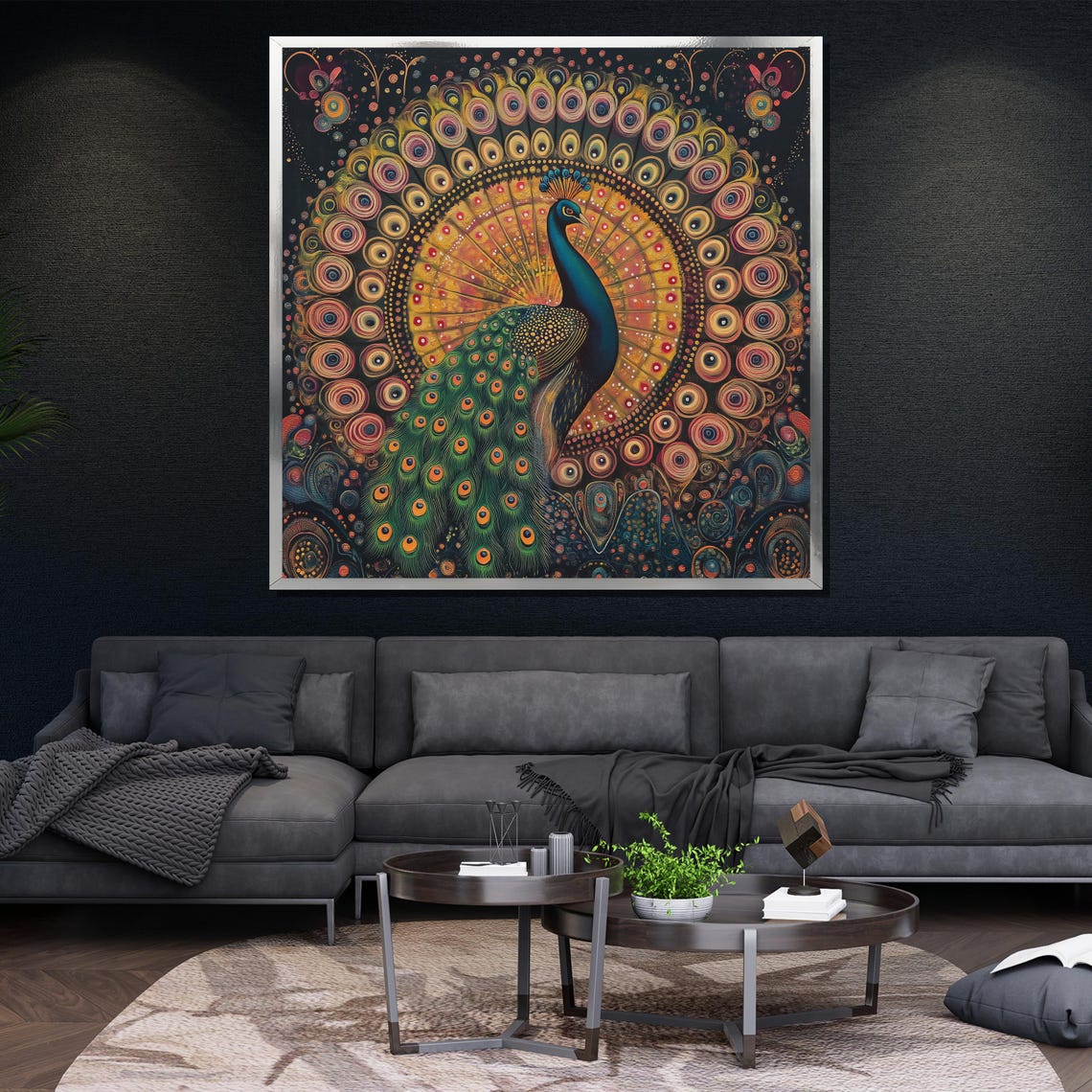 Peacock Mandala Dotwork Tail Colorful Bohemian Bird Art Poster - Image 4