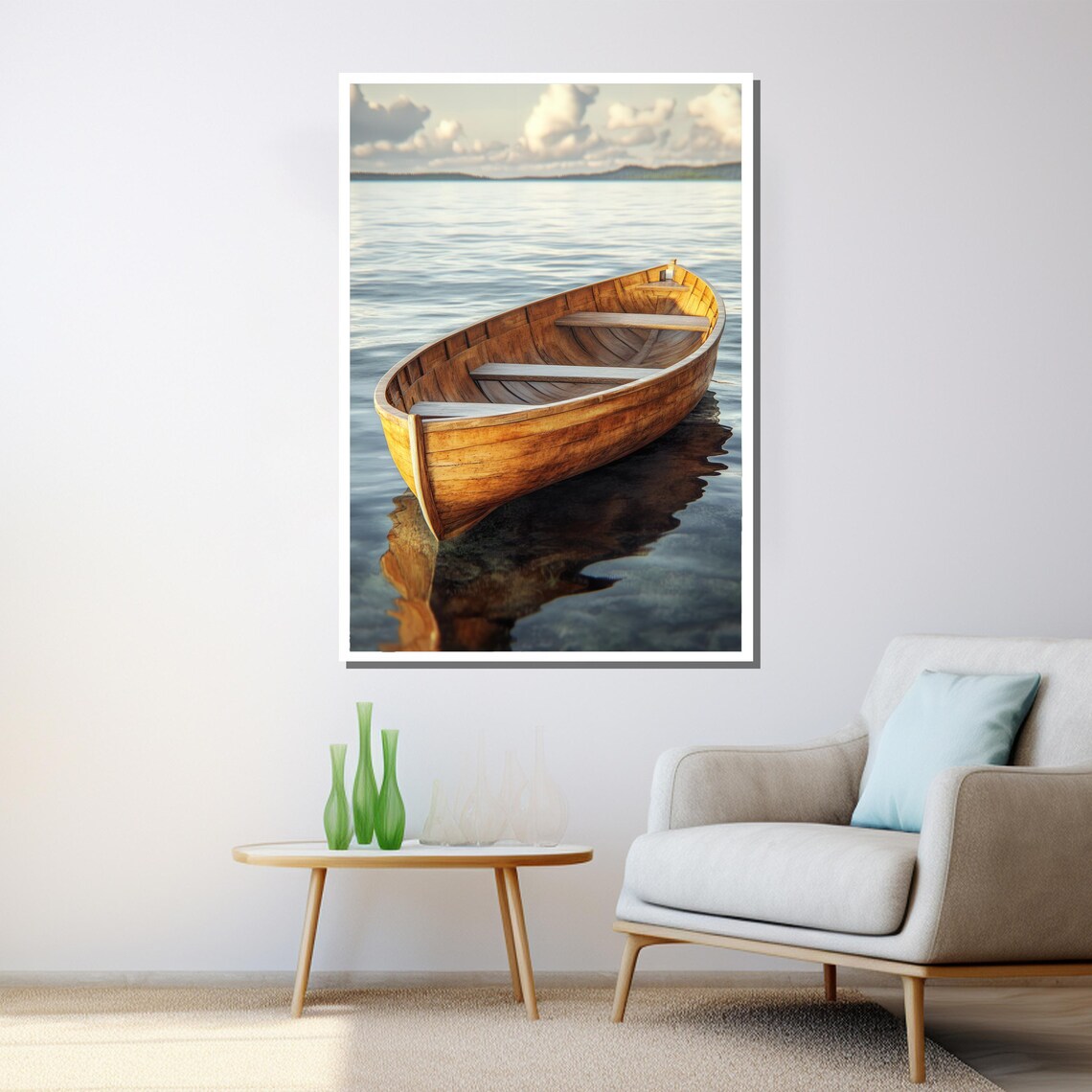 Rustic Wooden Boat Painting Nautical Wall Art For Home Decor Lakehouse Gift - Image 3