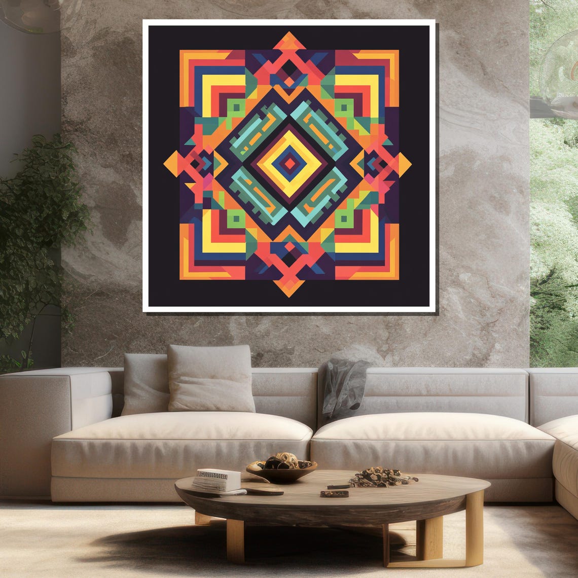 Colorful Geometric Abstract Painting Modern Wall Art Unique Gift For Living Room Bold Home Decor Large Statement Piece - Image 3