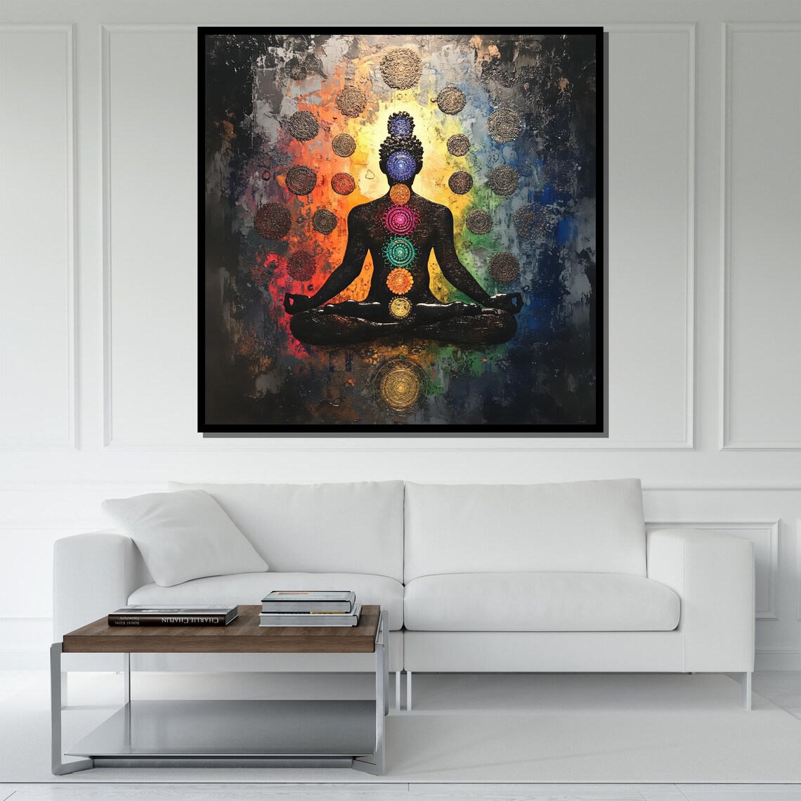 Seven Chakra Meditation Silhouette Vibrant Energy Spiritual Yoga Poster - Image 5