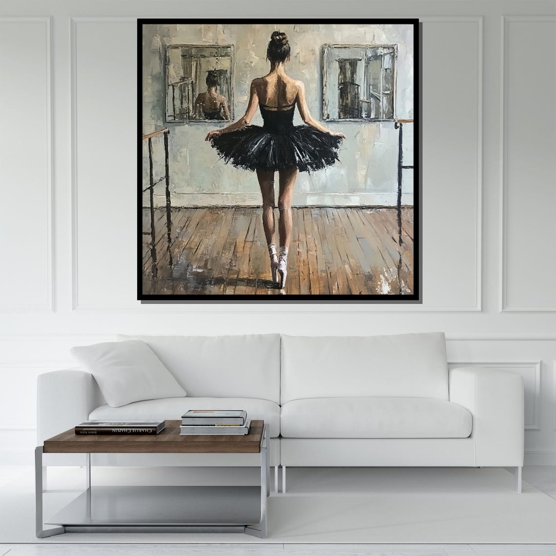 Ballerina In Black Tutu At Studio Barre Impressionist Painting Poster - Image 5
