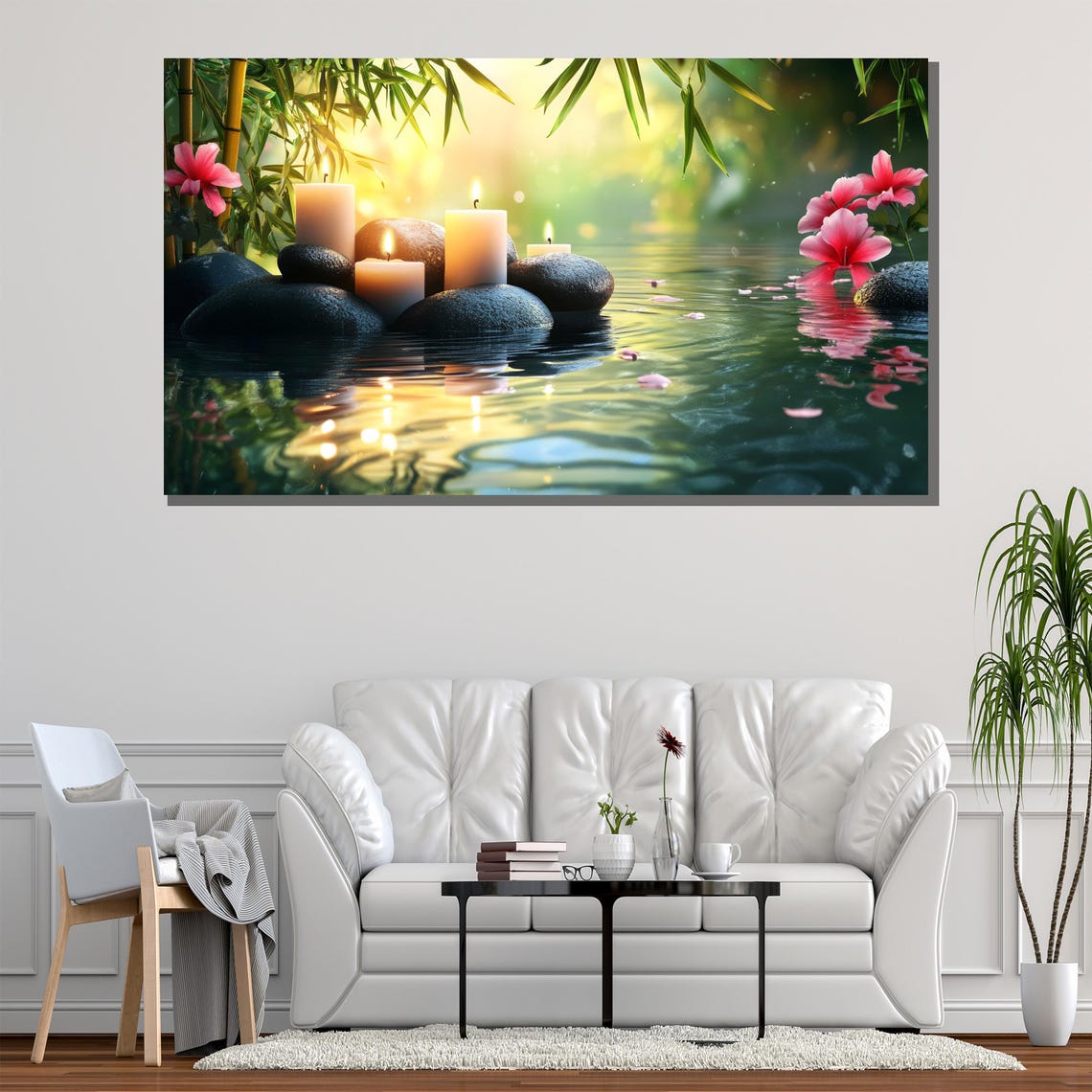 Zen Candle And Bamboo Painting Relaxing Spa Wall Art For Home Decor Peaceful Gift Idea - Image 2