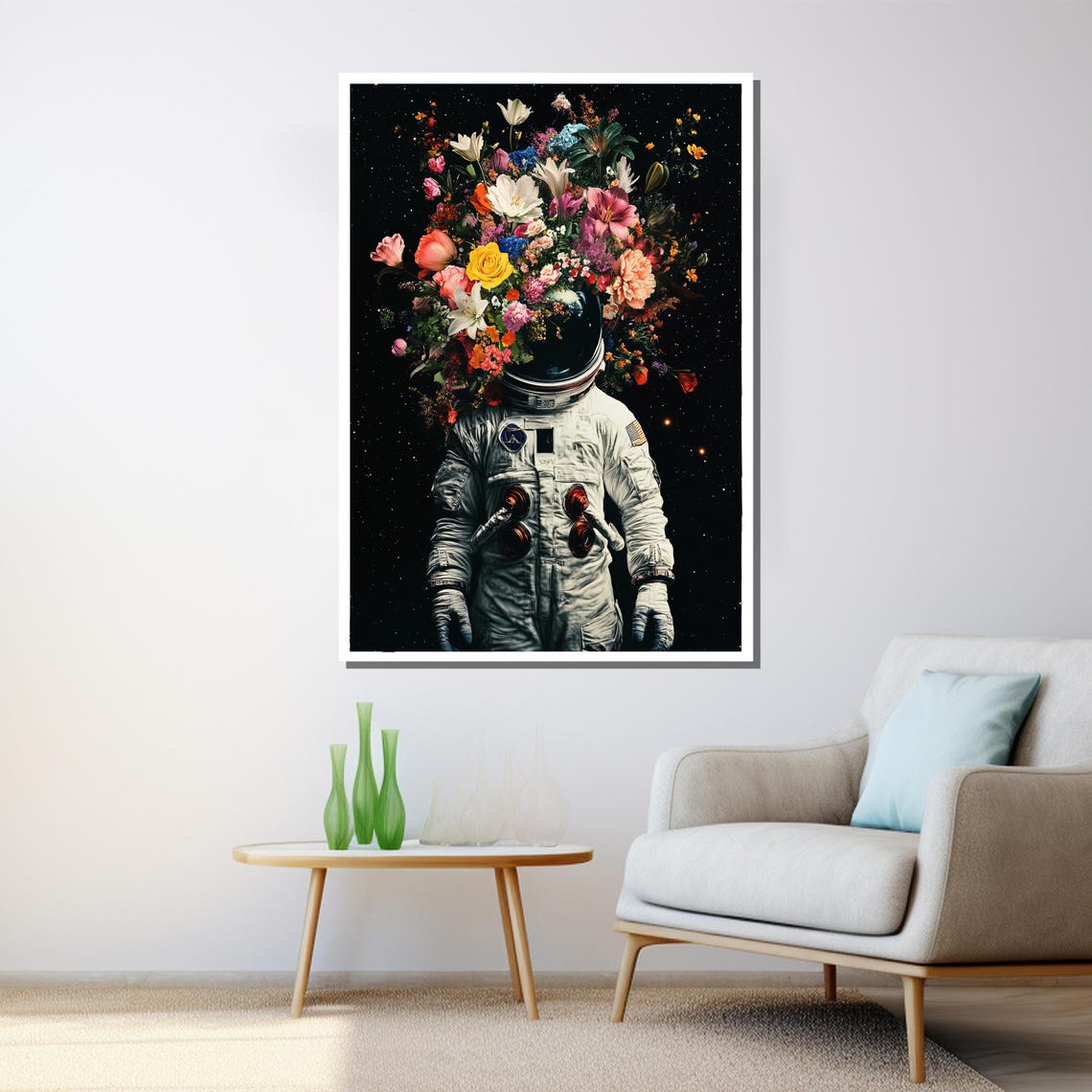 Astronaut Flower Helmet Space Surreal Blooming Floral Wall Art Poster - Image 3