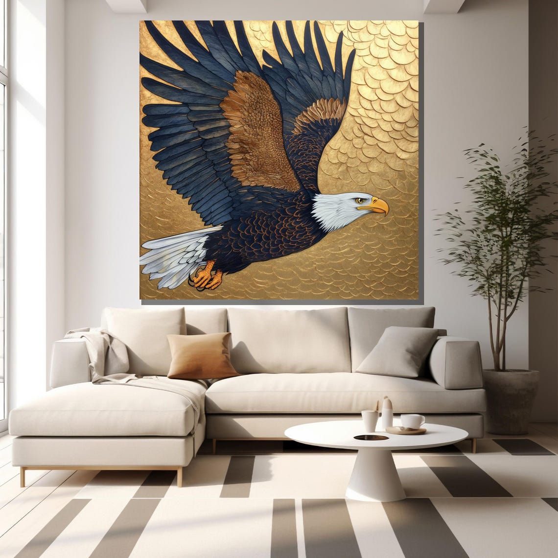 Bald Eagle Golden Soaring Majestic Flying Bird Of Prey Wall Art - Image 2