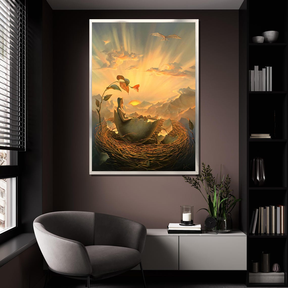 Morteza Katouzian Birth of Hope Egg Nest Sunrise Surreal Art Poster - Image 4