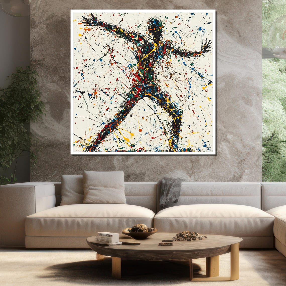 Dynamic Abstract Action Painting Modern Wall Art Unique Gift For Living Room Bold Home Decor Statement Piece - Image 3